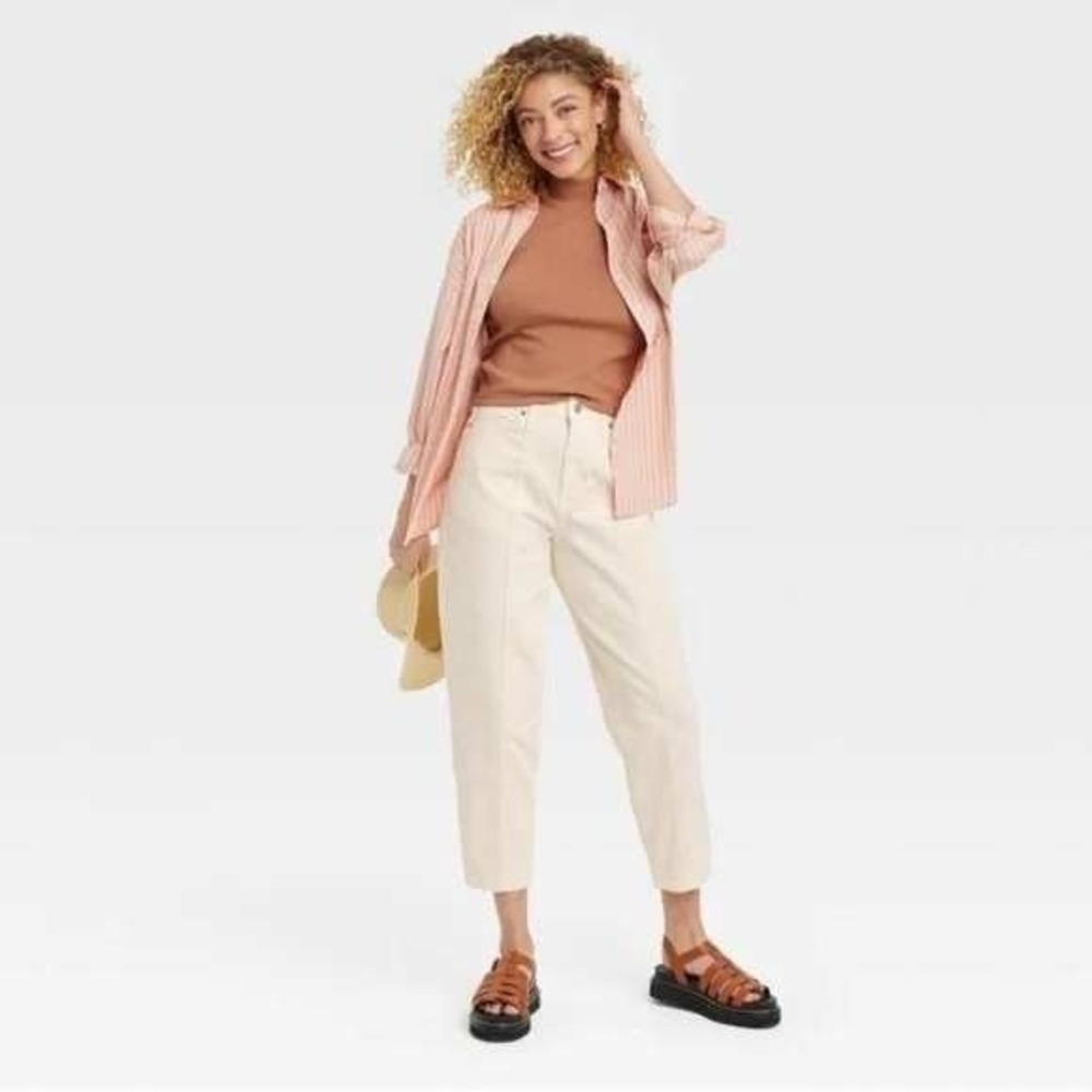 A New Day Cream High-Rise Tapered Carrot Leg Denim‎ Jeans Women's 2/26R